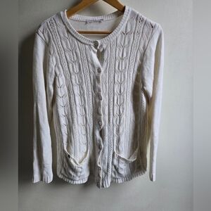 Elegant White Cable Knit Sweater